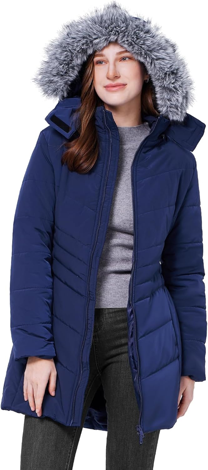 WULFUL Women's Winter Coats Long Warm Thicken Puffer Jackets Outwear With Removable Fur Hood - Image 2