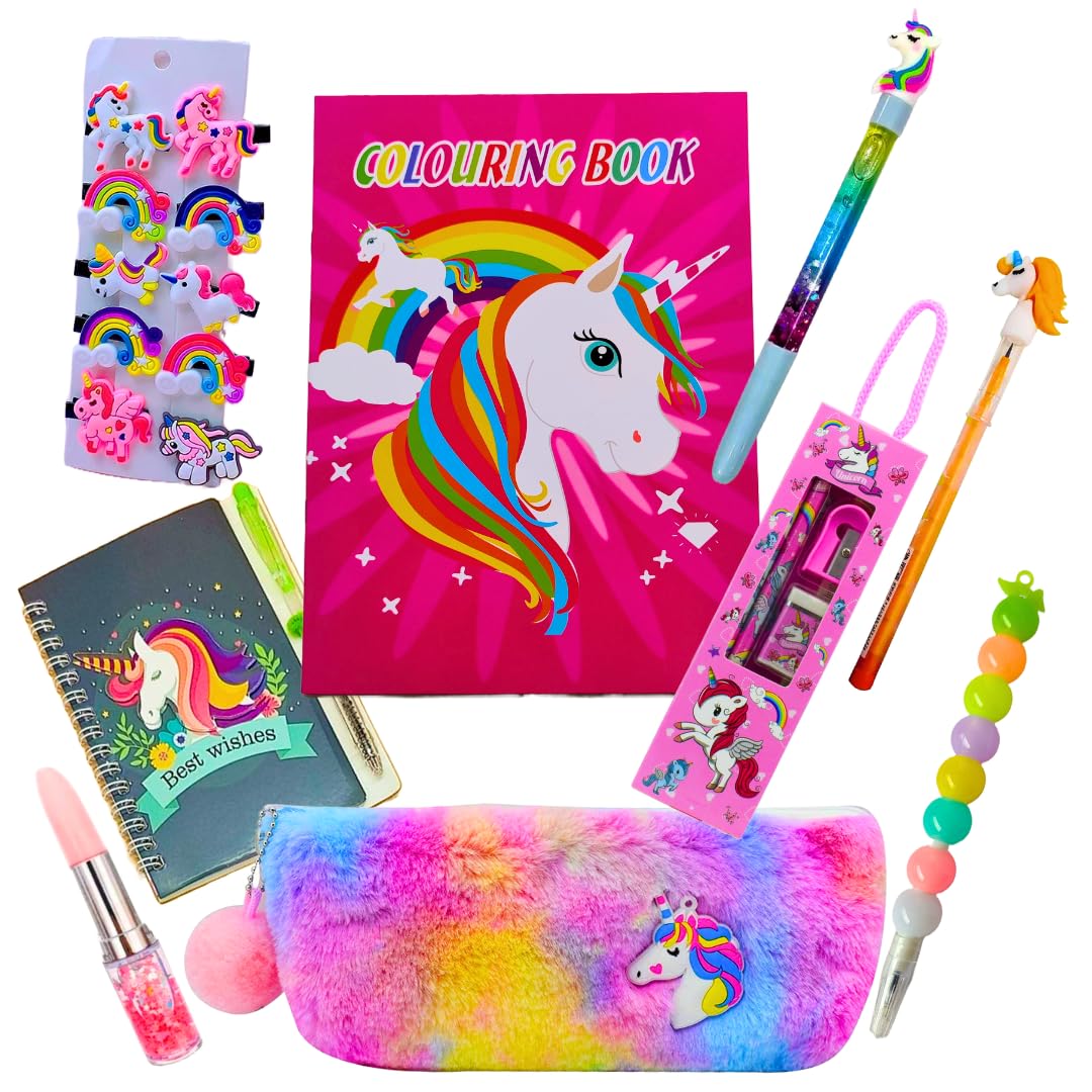 RELIA ONLINE 9 in 1 Unicorn Gift Set for Girls and Kids | Unciorn Theme Gift Item for Birthday Return Gifts New Pack | Birthday Gift Hamper for kids Age 6-8 Years, 10-12 Years (Assorted Colour) (B0DCCY6MQT) Amazon Price History, Amazon Price Tracker