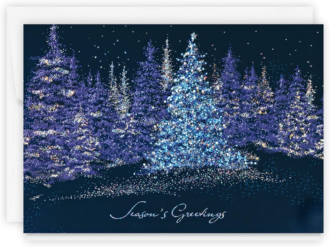 The Gallery Collection, 25 Count Card Pack, Christmas Cards with Foil Lined Envelopes (Sparkling Pines), For Business or Consumer