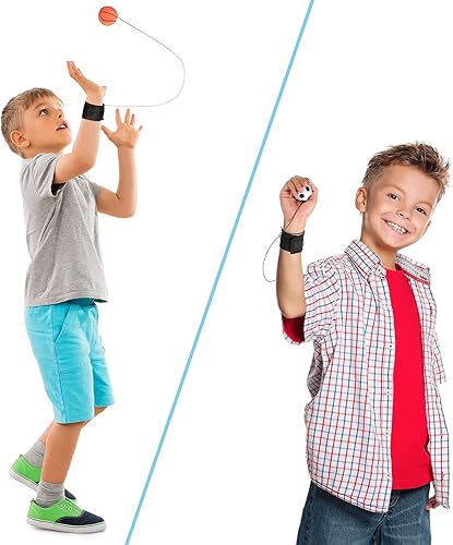Miniatura 2 de Skylety Bola de Muñeca con Rebote de 1.85 Pulgadas, Bola de Deporte de Goma con Correa y Cuerda, Bolas Reboteadoras de Baloncesto, Béisbol, Fútbol,