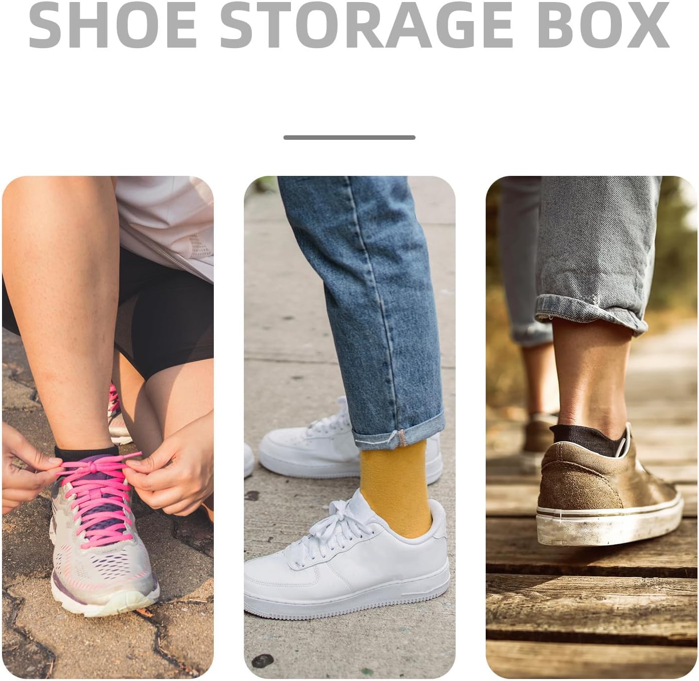 SEWACC Plastic Shoe Storage Boxes for Men, 2pcs Stackable Drawer Type Footwear Organizers, Thickened White Plastic Shoe Cases for Household Closet and Boot Storage