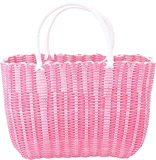 Cabilock Woven Tote Bag Reusable Basket, large tote bag PVC Market Shopp...
