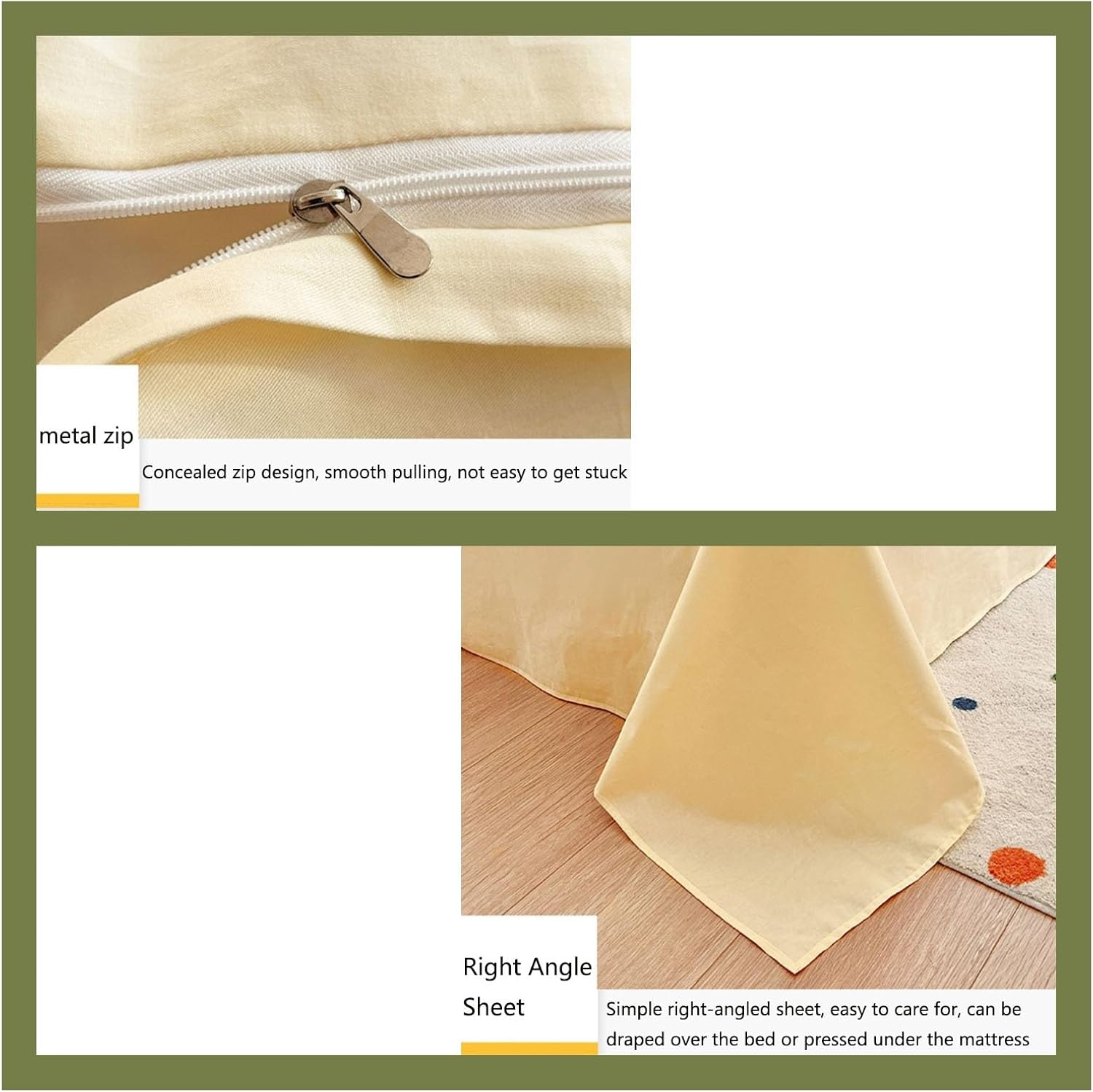 Down Quilt Cover, Pure Cotton Four-Piece Bedding Set, Invisible Zipper Design, Machine Washable Cotton Fabric, Bedding Suitable for Multiple Scenes