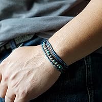 Vista 129 de Handmade Natural Stone Beaded Healing Bracelet Gift for Men Adjustable Rope String Bracelet