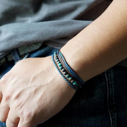 Miniatura 129 de Handmade Natural Stone Beaded Healing Bracelet Gift for Men Adjustable Rope String Bracelet