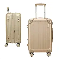 Mala de Bordo 10 kg Rígida com Rodinhas 360°, Cadeado TSA, Expansível e Reforçada – Bagagem de Mão para Viagem, Avião e Feriado | Compartimentos Internos e Cinta Organizadora (Champagne)