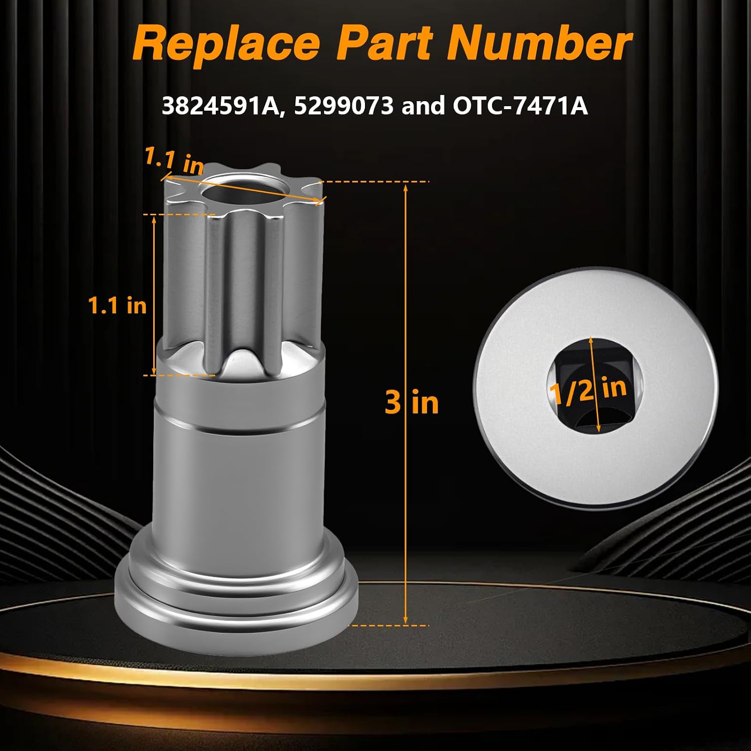 Upgraded Engine Barring Rotating Tool, Engine Steering Wrench Tool Compatible with Cummins B and C & Dodge Pickups 3.9L 5.9L 6.7L 8.3L Liter Turbo Engine，630 Stainless Steel，Replace#: 3824591A