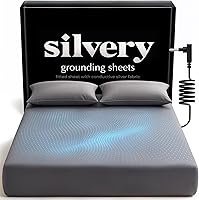 Vista 1 de Silvery Sábanas de cama de conexión a tierra con infusión de plata - Sábana bajera ajustable suave y sedosa de conexión a tierra con cable y guía