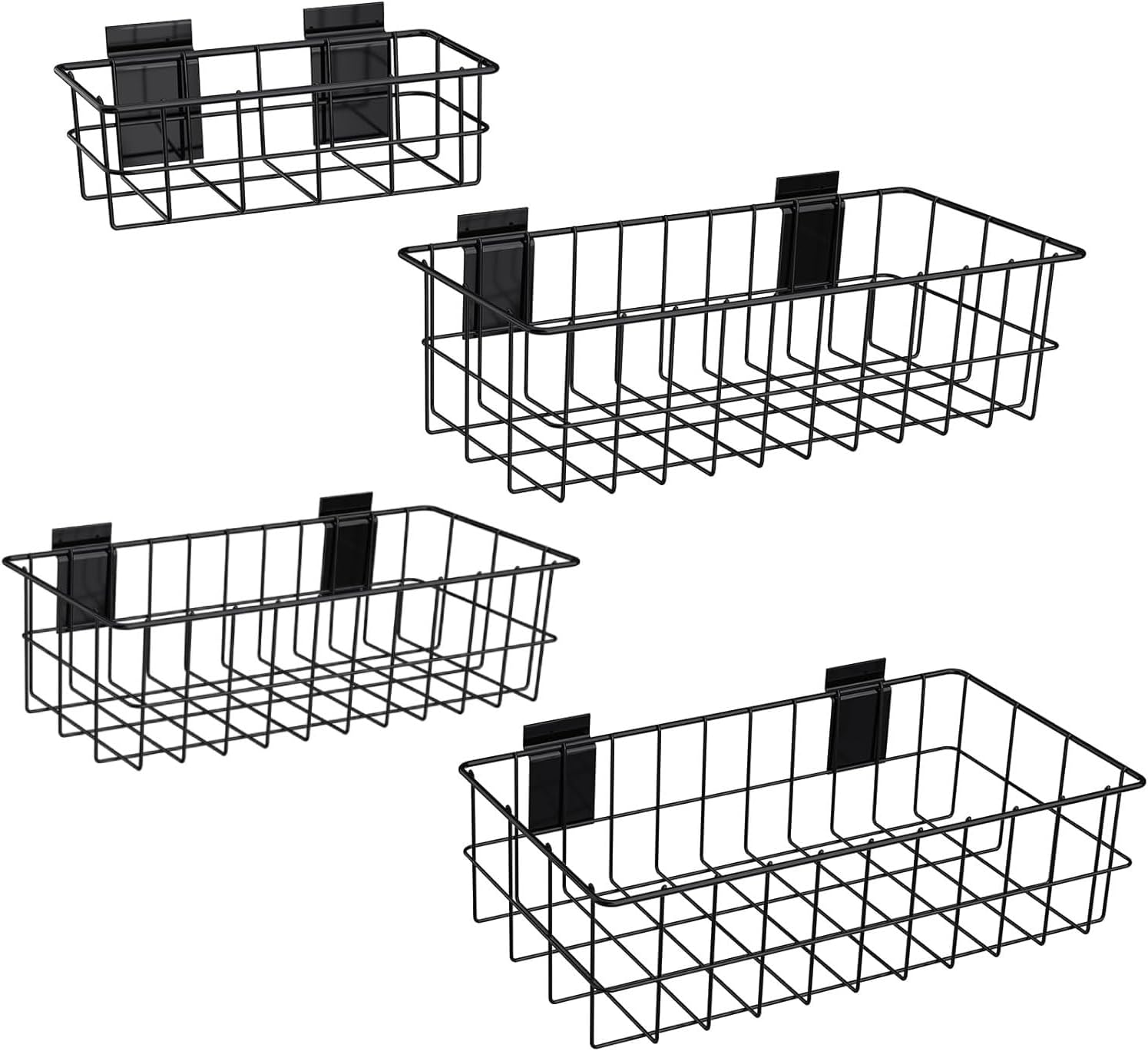Black Slatwall Baskets, Slatwall Panel Hanging Wire Basket for PVC Slatwall Wall