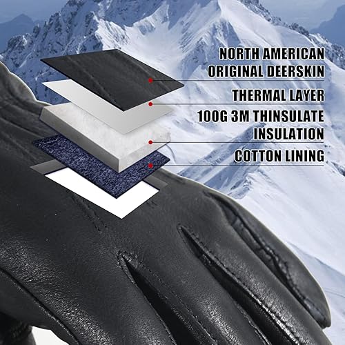 Miniatura 7 de Guantes de trabajo de piel de ciervo para hombres y mujeres, guantes de trabajo de soldadura resistentes, guantes de jardinería para conductores de