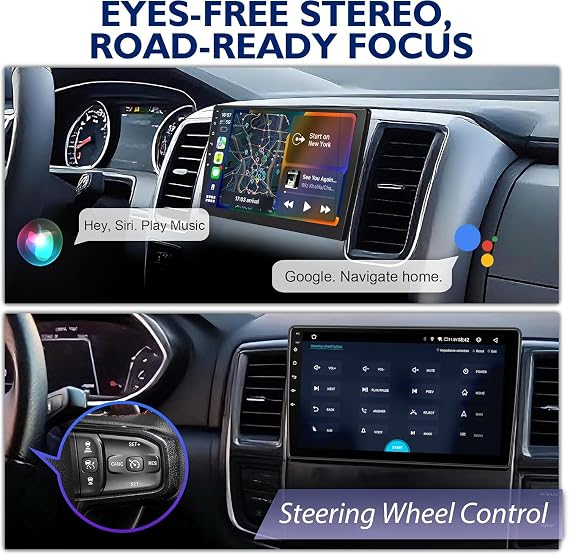 8 Core 6+64G Car Radio for Dodge Ram 1500 2500 3500 2013-2018 Manual AC with Wireless CarPlay & Android Auto, 9 OLED Touchscreen Android 14 Ram 1500 Radio Stereo Upgrade, SWC/AM/FM/RDS, 1080P Camera