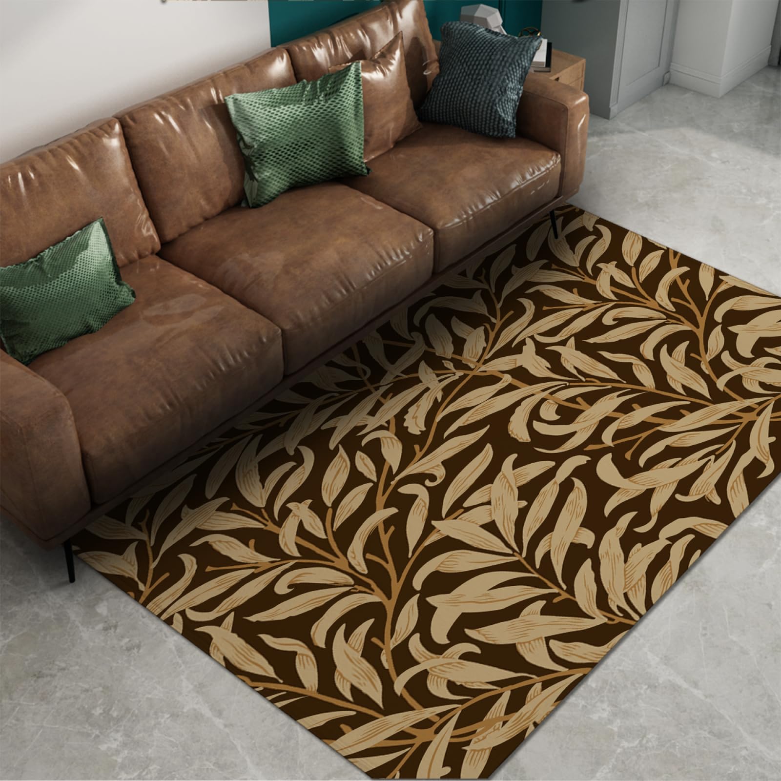 Tapis William Morris marron pour chambre : confort lavable et antidérapant 160x240
