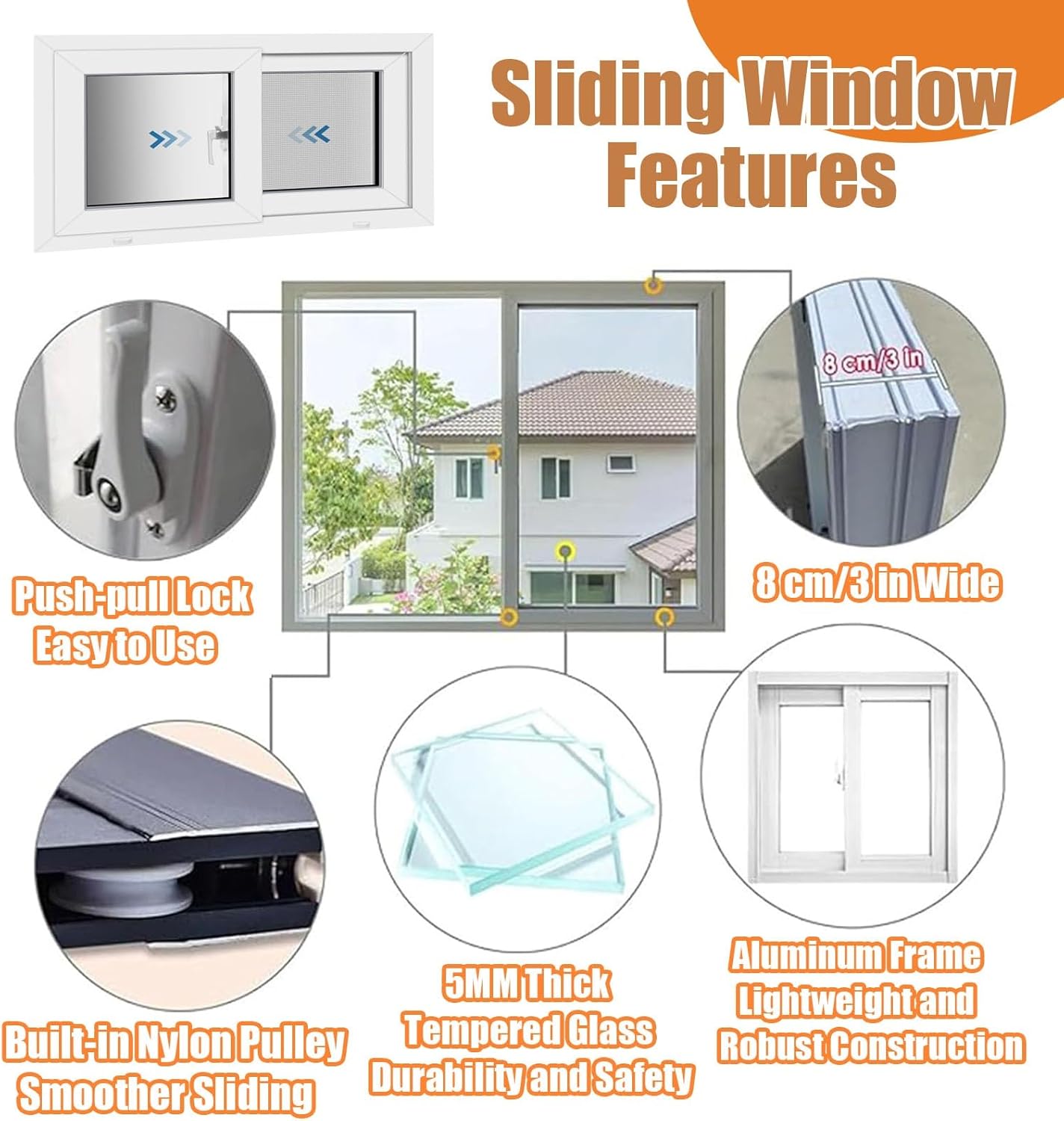 Basement Window for Houses Sliding Window with Screen 30x12in 30x15in 31x16in Aluminum Alloy Frame Replacement Windows for Bathroom Shed(White,30x17)