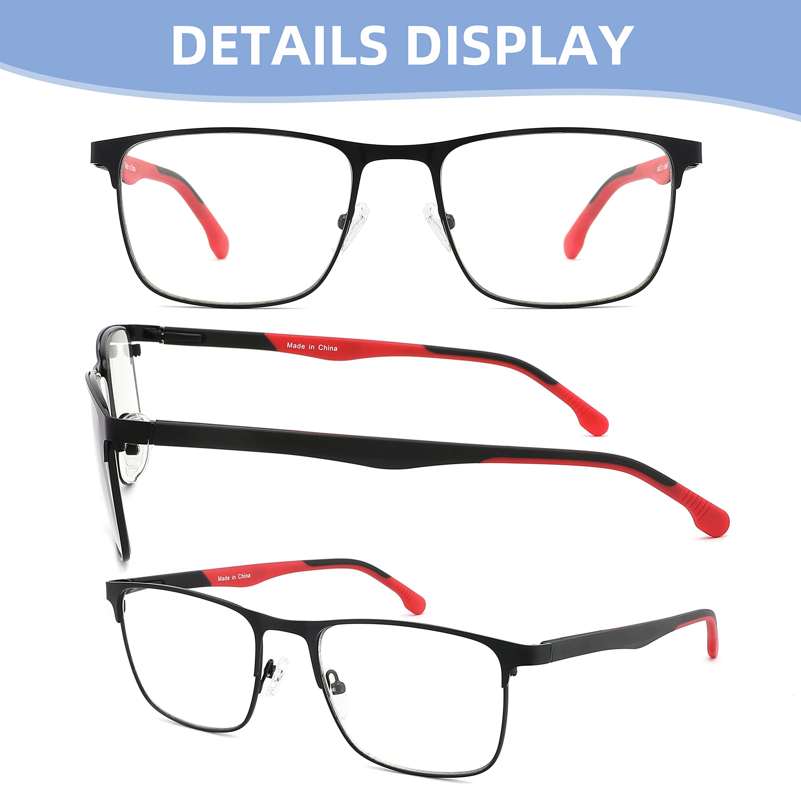 DONGDI Reading Glasses for Women Men,Blue Light Blocking Metal Readers,Spring Hinges Eyeglasses +1.00, 3-pack Mix - Image 2