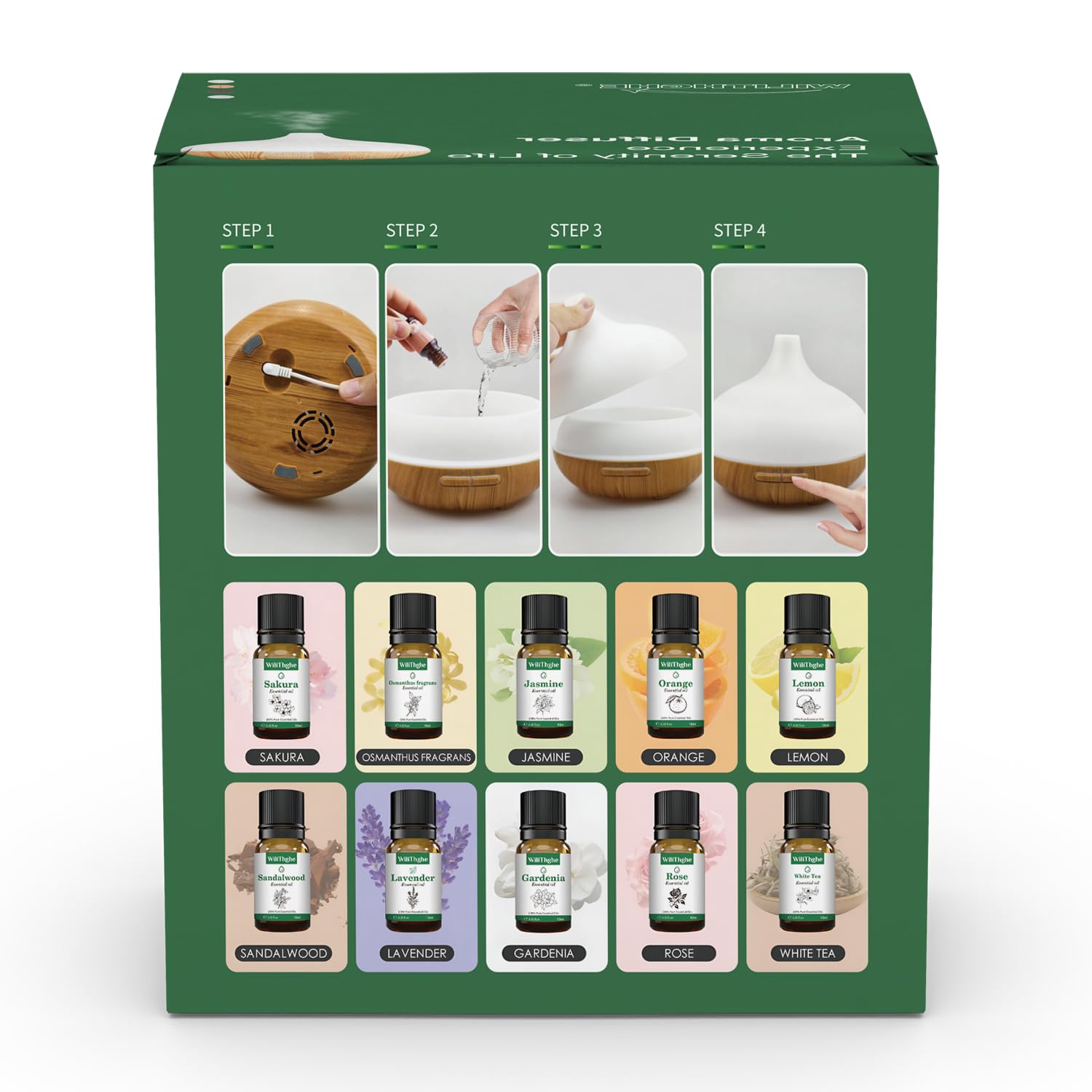 Aroma Diffuser Set für ätherische Öle 500ml Fernbedienung 14 LED Farben 4 Timer Einstellungen Raumduft Ideal für Entspannung, Wellness & Aromatherapie