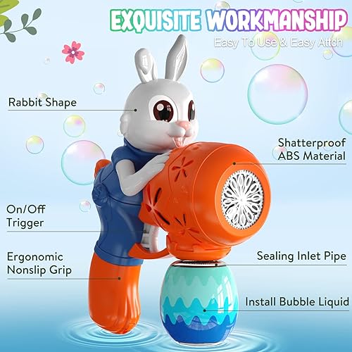 Miniatura 4 de Pistola de burbujas de Pascua para niños, huevos de Pascua, máquina sopladora automática de burbujas para niños pequeños, lanzador de burbujas,