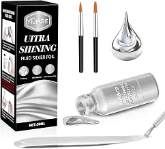 Liquid Silver Leaf Paint, Alcohol-Based Metallic Silver Paint, Quick-Drying for Crafts, DIY, and Resin Projects,Can be Used with Spray Guns,1 pcs x 1 fl oz