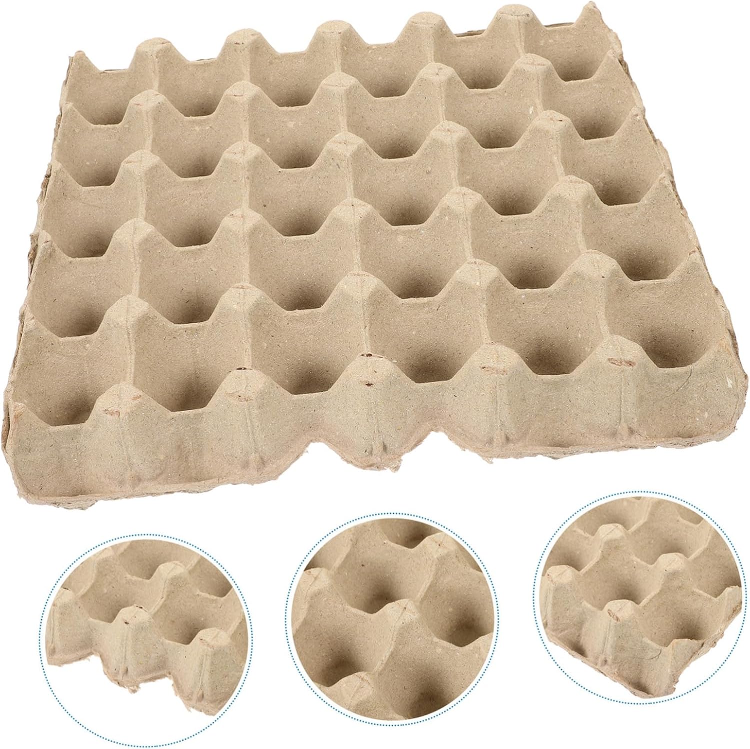 Kichvoe 30-count Biodegradable Paper Pulp Egg Cartons Stackable Egg Holder Reusable Storage Tray for Kitchen Refrigerator and Farm Use