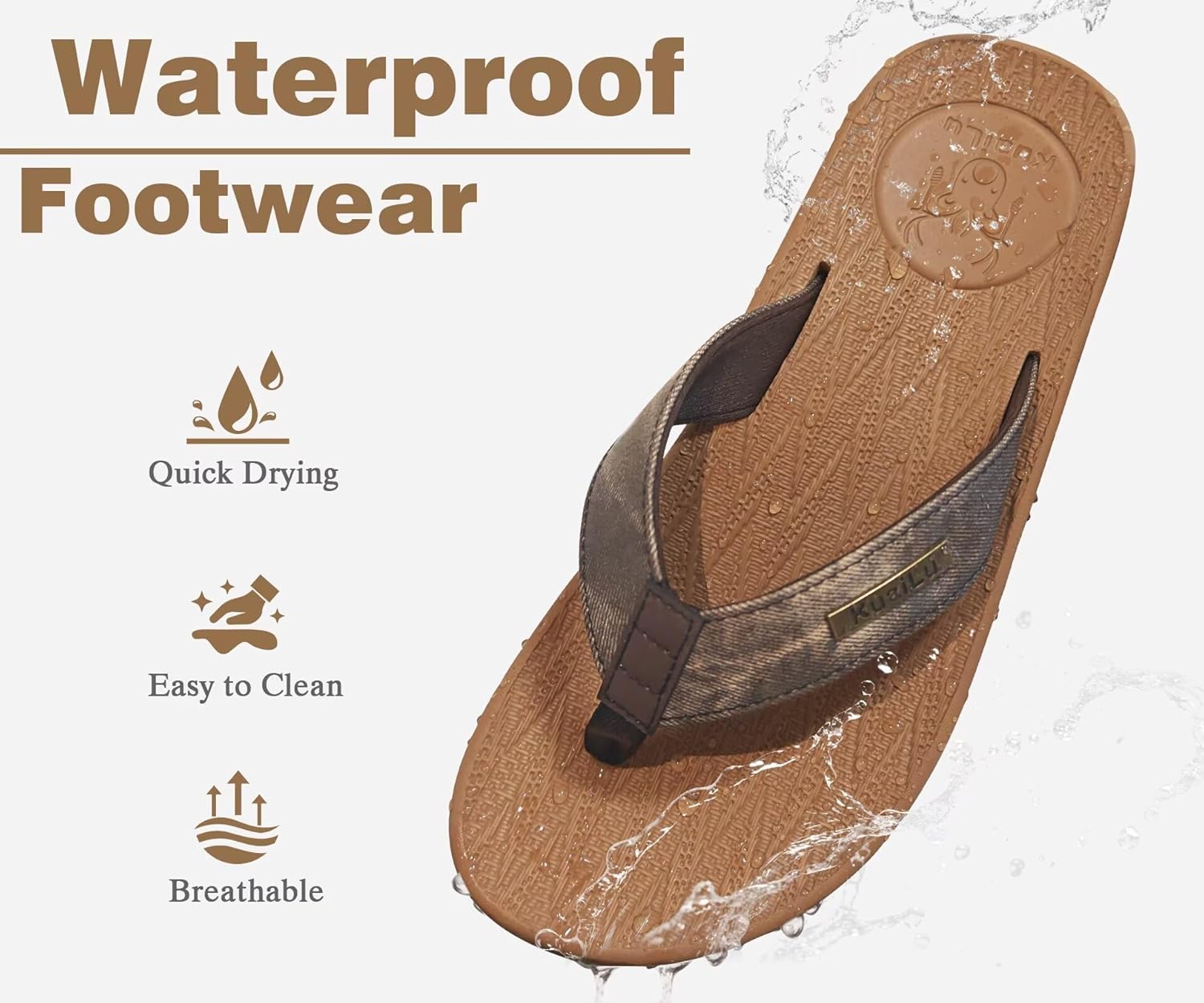 KuaiLu Mens Flip Flops Arch Support Comfortable Summer Beach Thong Sandals Yoga Foam Cushion Slip on Slippers - Image 3