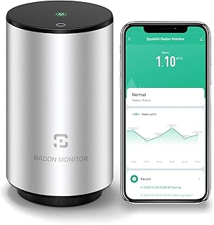 Home Radon Detector, Smart Radon Monitor with High-presion Radon Sensor, Fast Capture of Fluctuating Levels with Trend Charts Data Sharing, Light & Alarm Notification - App & WiFi Needed