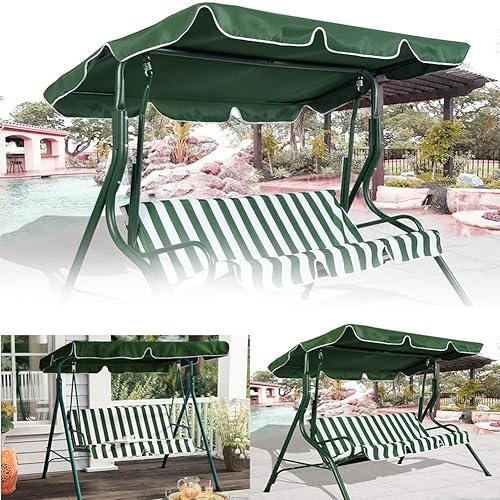 Miniatura 6 de Patio Swing Canopy Tapa de Repuesto para Columpio de 3 Asientos - Verde (74 * 51 * 5.9)