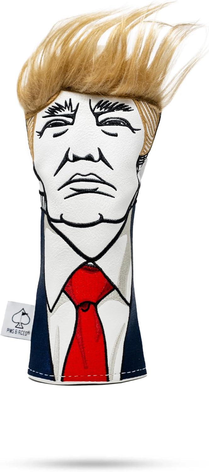 Pins & Aces Keep America Great Premium Golf Club Headcover - Quality Leather, Hand-Made Funny Head Cover - Style and Customize Your Golf Bag - Tour Inspired, Donald Trump Golf Design (Hybrid)