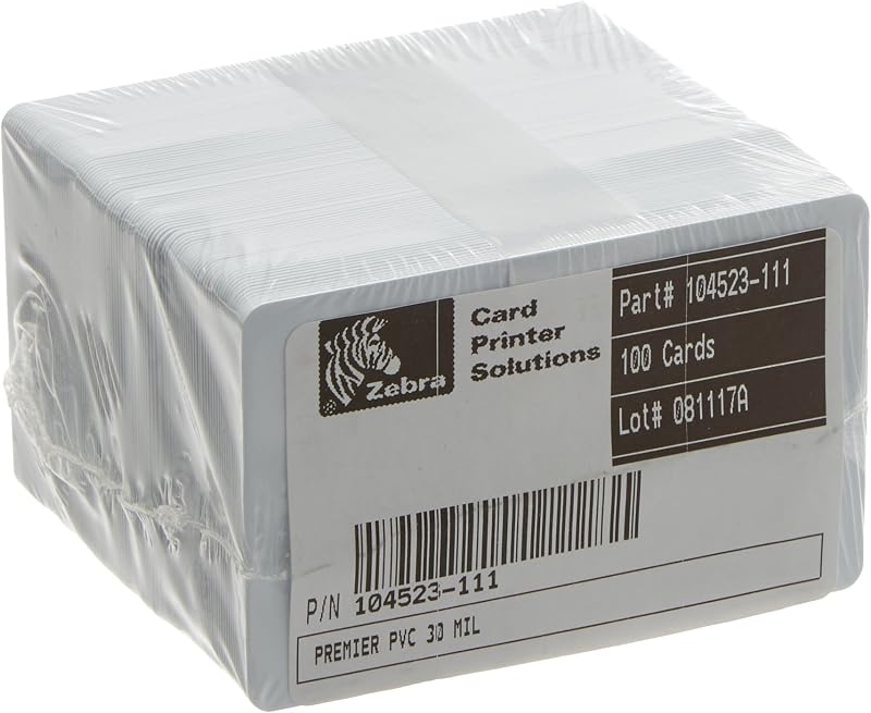 Zebra 104523-111 Plastic Sheets, Premier PVC 30 ml, Pack of 100