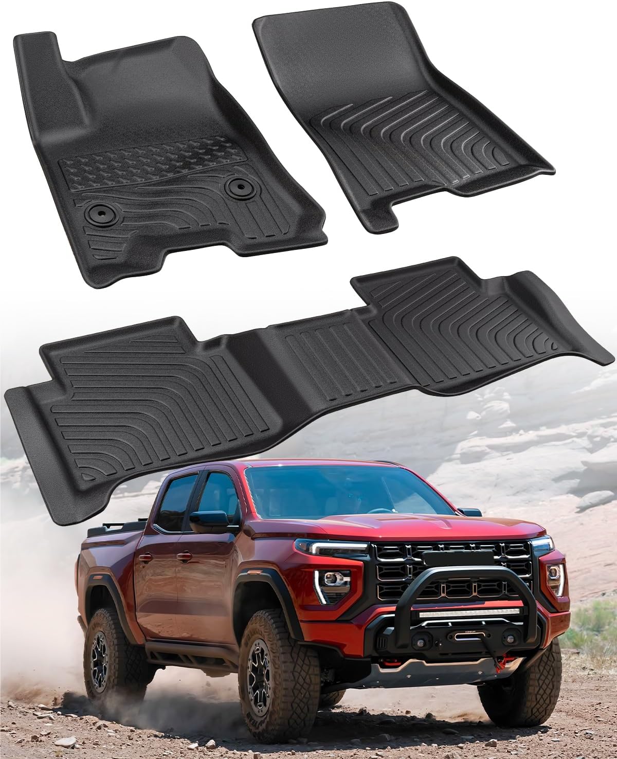 for Chevy Colorado & for GMC Canyon Floor Mats 2025 2024 2023,Floor Mats for Chevy Colorado ZR2 Z71 & for GMC Canyon AT4 All Weather Floor Mats Rubber Carpet Accessories