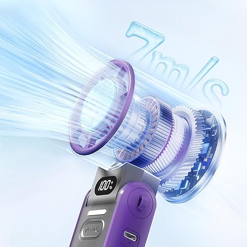 Miniatura 6 de Ventilador turbo portátil de mano con placa de enfriamiento, mini ventilador personal recargable de 1 a 100 velocidades continuas, regalo perfecto
