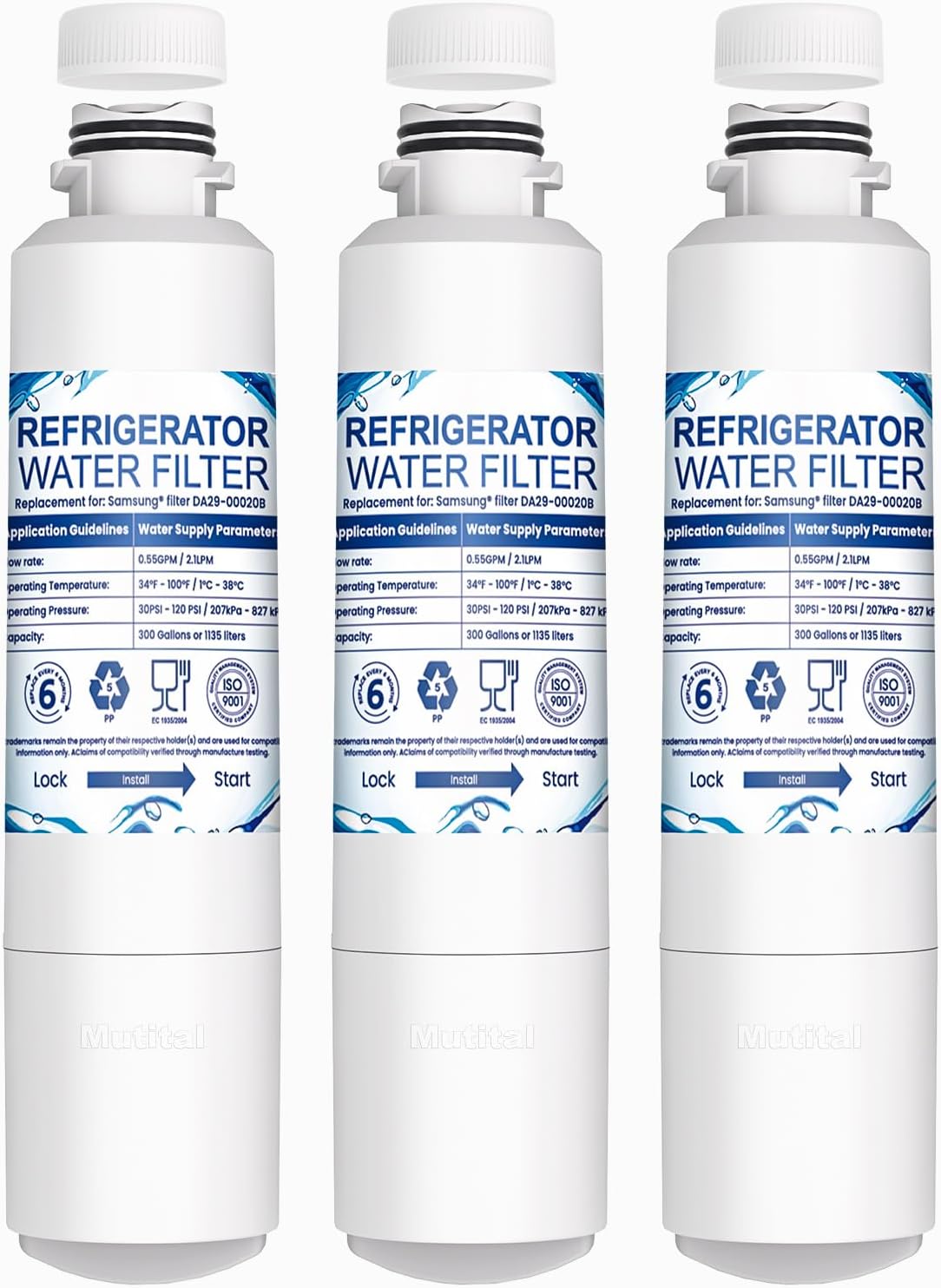 DA29-00020B Water Filter, Replacement for Water Filter DA29-00020B, HAF-CIN, RS25J500DSR, RF28HMEDBSR, HAF-CIN/EXP, RF4287HARS, RF28HFEDBSR(3 Filters)