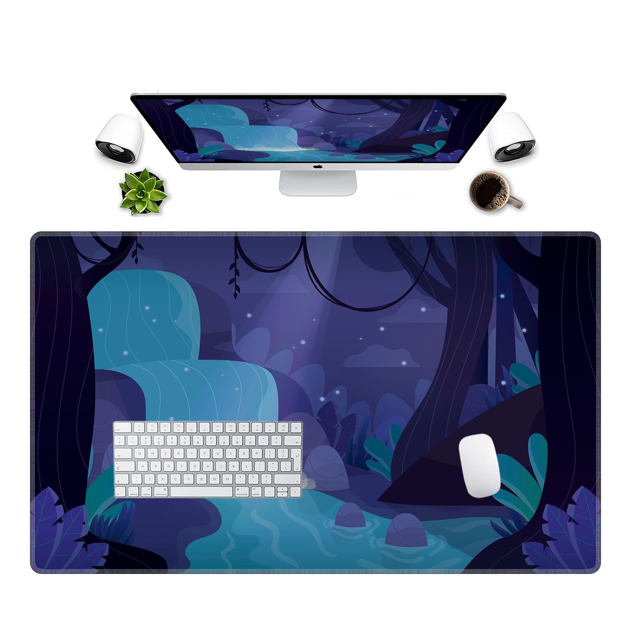 LL-COEUR Alfombrilla de Ratón Grande para Juego Plantas 100x60x0,3cm Almohadilla de Escritorio Teclado Ordenador XXL Speed Gaming Mousepad XXL