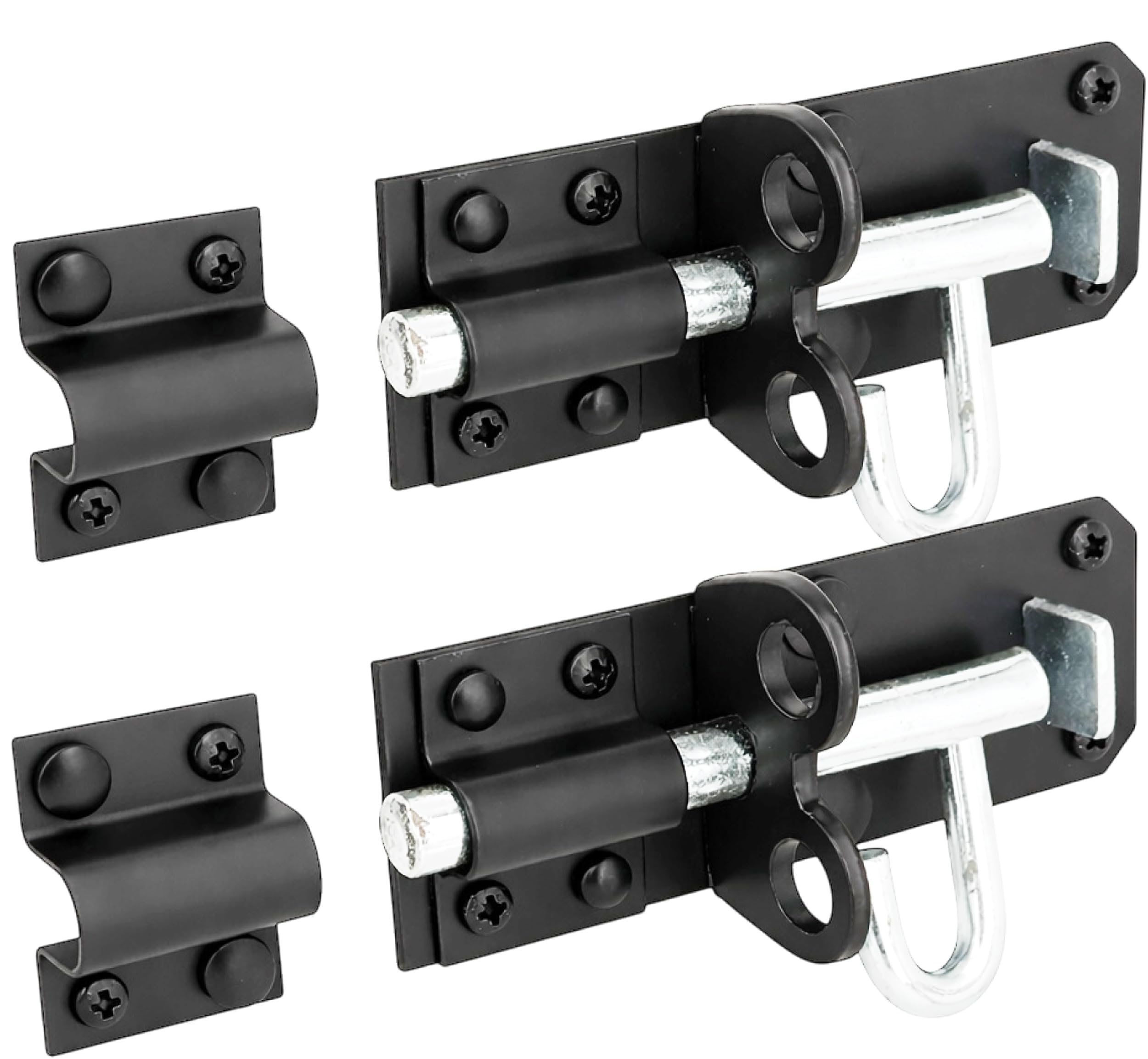Irontite Black 2 Pack Brenton Bolt Gate Bolt 100Mm (4"), Ideal Door Bolt Lock For Gates, Sheds, Barns Etc. Heavy Duty Gate Lock Bolts. Garden Gate Bolts For Wooden Gates Including Fixings.