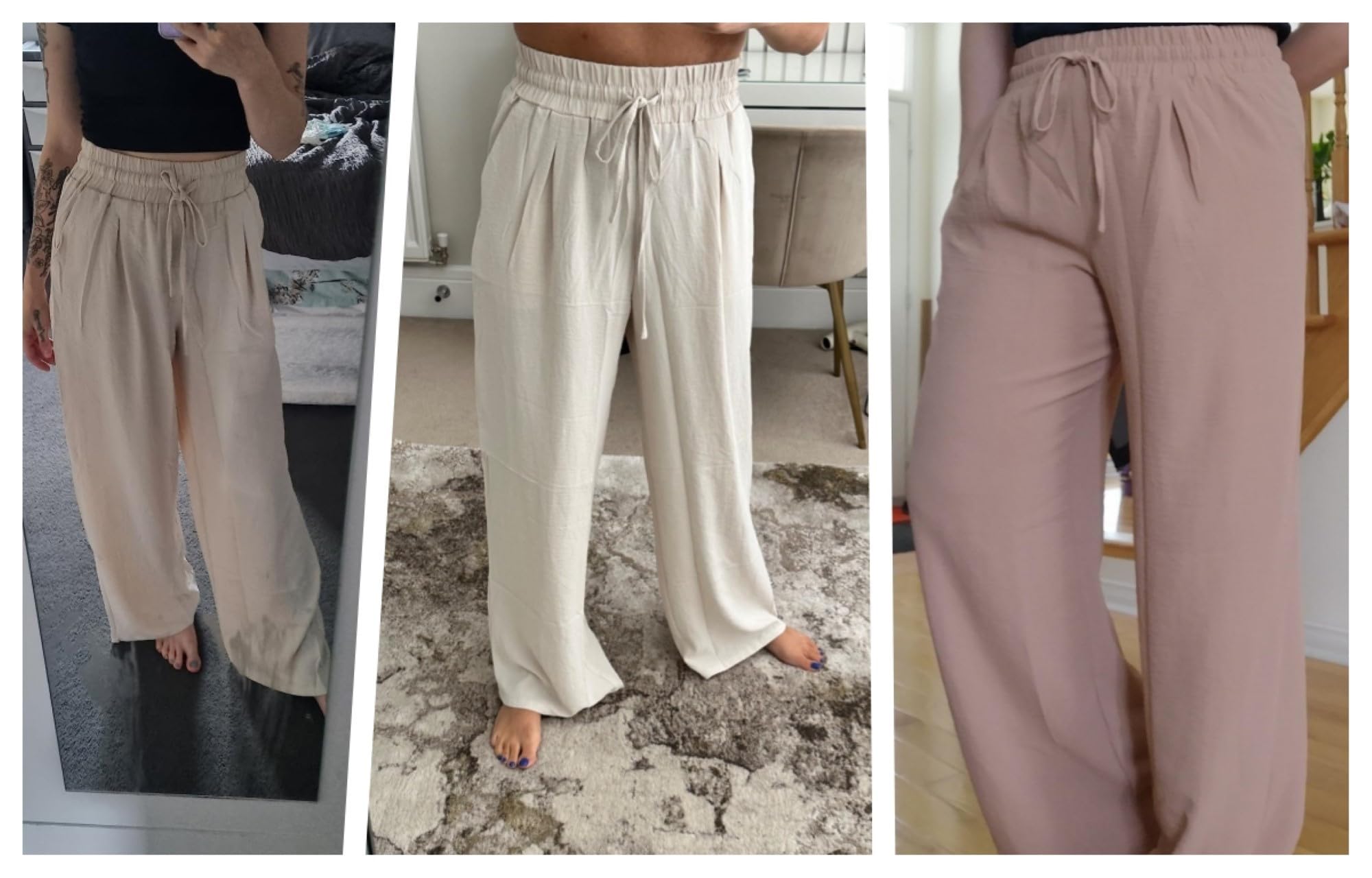 QIXING Weite Hosen Damen High Waist Palazzo Hose Gerade mit Taschen Yoga Stoffhose Damen Elegant Sommer Damenhose mit Gummizug