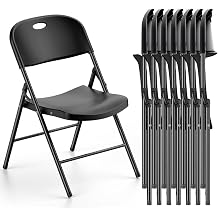 Nazhura 350 Weight Limit Heavy Duty Plastic Folding Chair with Reinfoced Steel Frame for Indoor and Outdoor, Wedding, Party, Restaurant, Meeting Room, Patio and Garden 8, Black