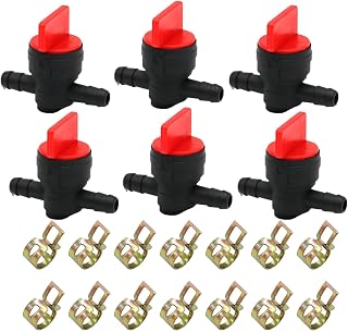 Papakesue 6-Pack 1/4" Inline Fuel Shut-Off Valves 180° with Clamps - Compatible with Briggs Stratton 494768 698183 Lawn Mowers Tractors