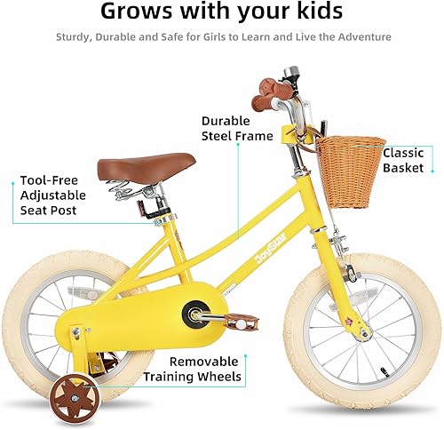 Miniatura 2 de JOYSTAR Bicicleta para niñas de 2 a 12 años, 12, 14, 16, 18 pulgadas, estilo retro, con ruedas de entrenamiento, bicicleta para niños de 20 pulgadas