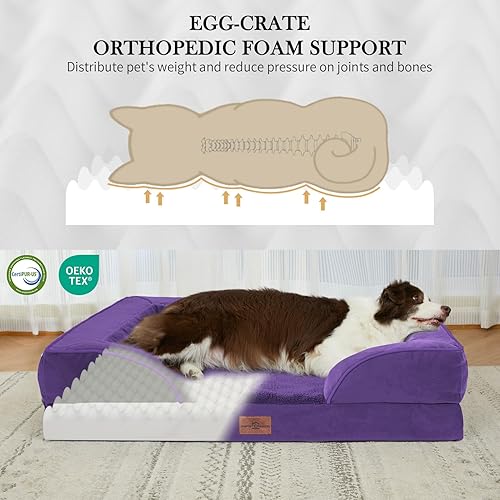 Miniatura 496 de Comfort Expression - Cama ortopédica para perros extragrandes, 53 x 42 pulgadas, cama impermeable y de apoyo de espuma con cojines removibles, con