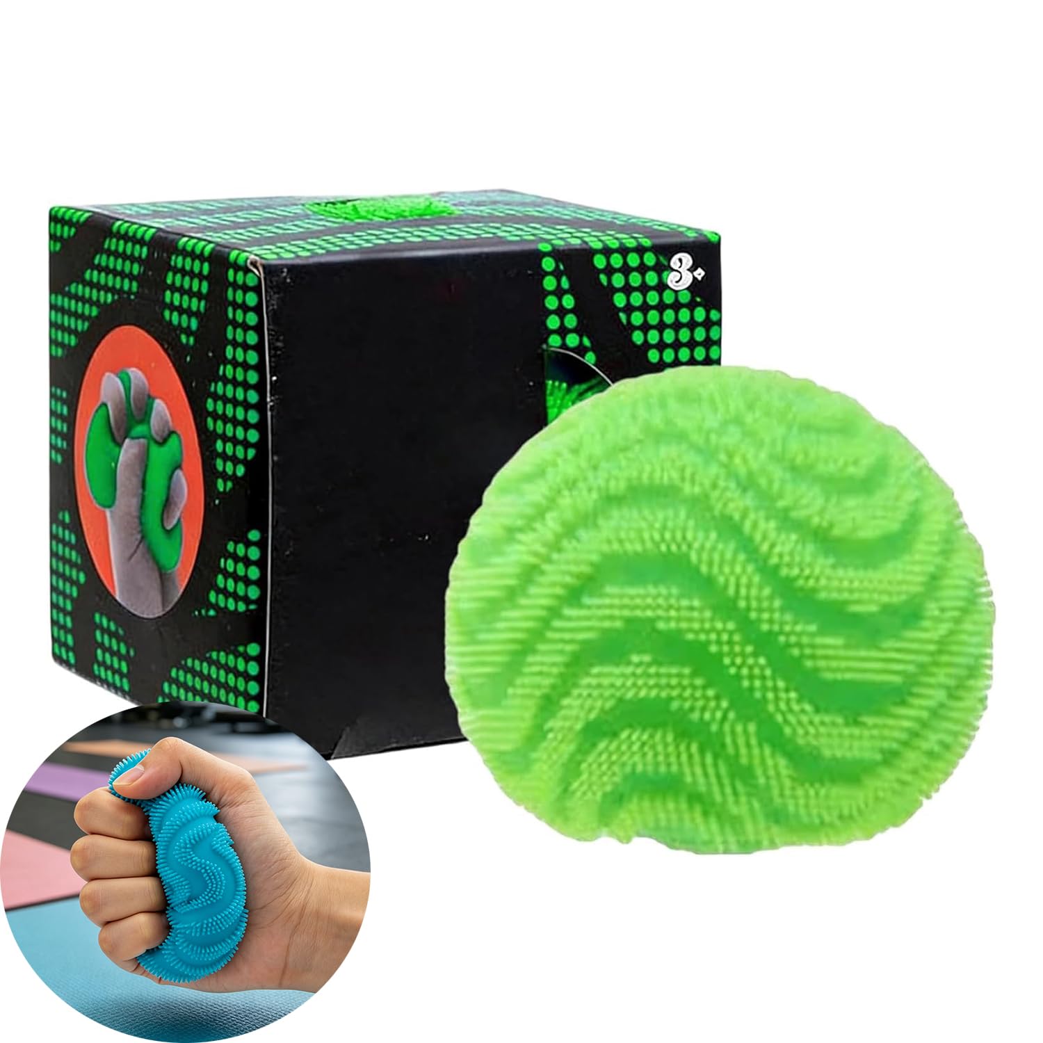 Fuzz Ball Squishy,Fuzz Ball Stress Relief Squeeze Toy, Squishy Stress Ball,Sensory Fidget Fuzz Balls for Kids Adults, Anxiety Relief Handheld Pressure Toy for Office, School,Easy to Clean (Green)