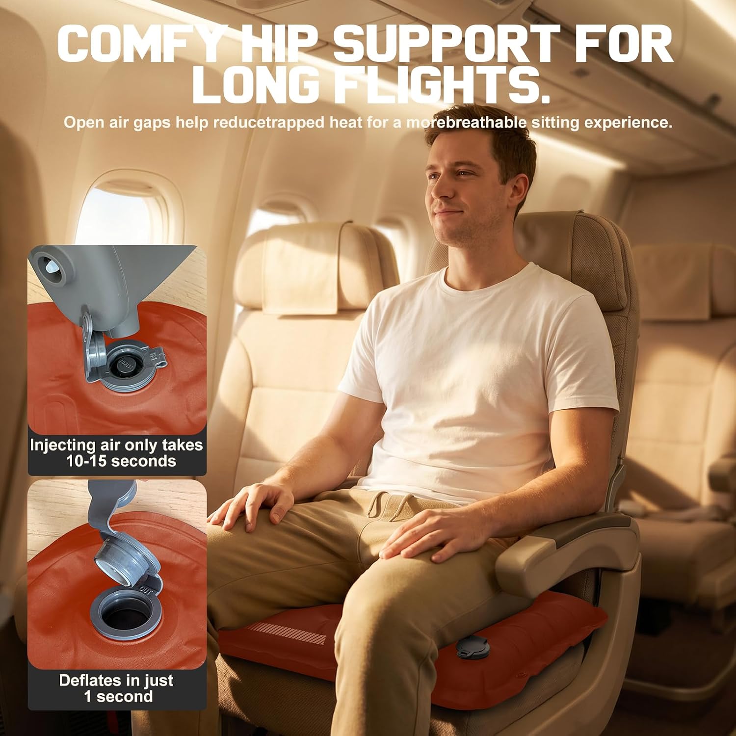 Inflatable Seat Cushion, 2.75in TPU Pad, 2-in-1 Pump, Waterproof image 2
