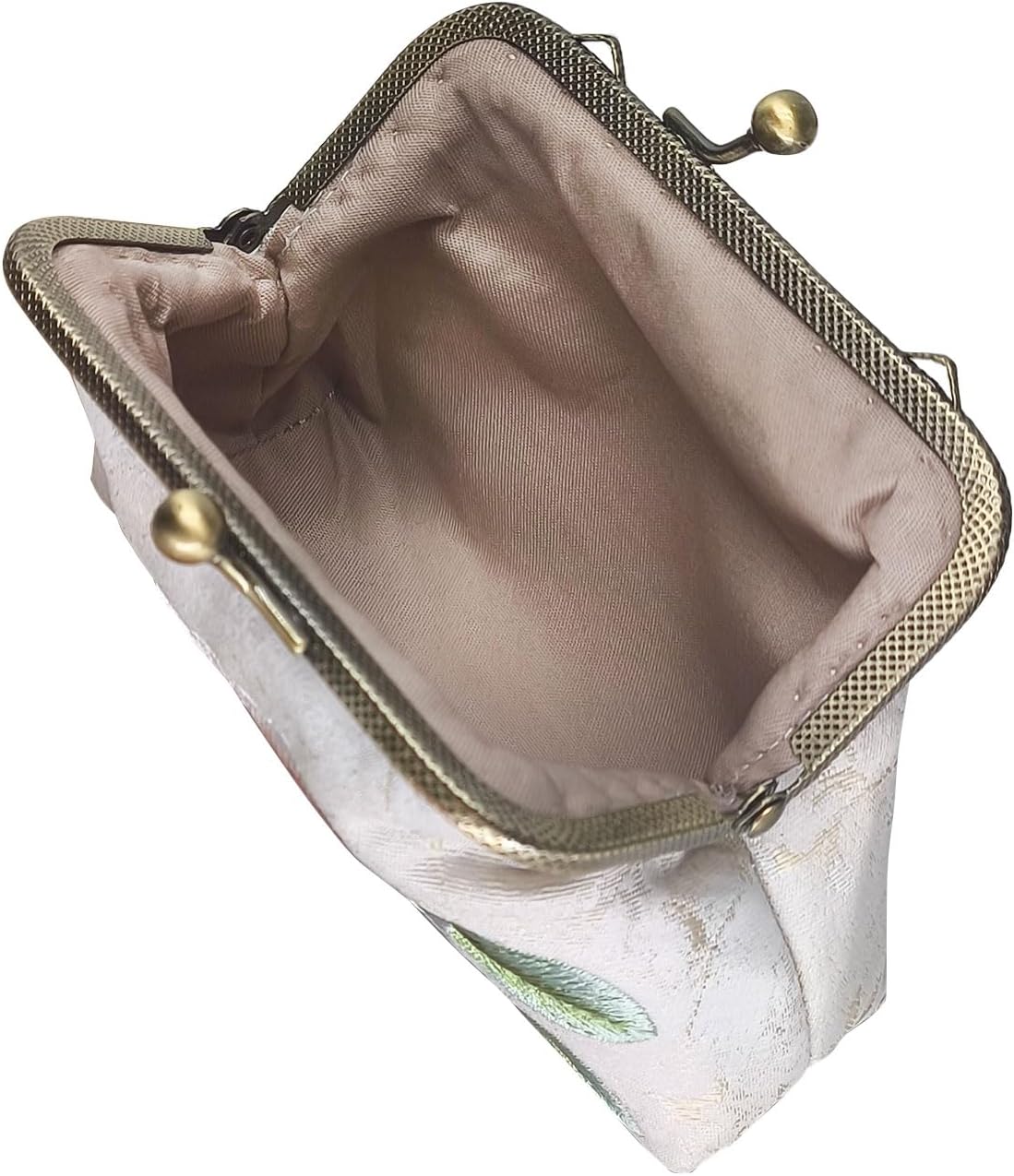 Embroidery Floral Buckle Coin Purse Kiss Lock Wallet(white-1) - Image 7