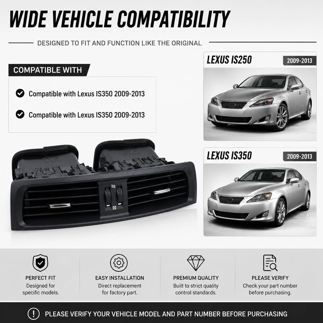 55670-53020 Center Dash Air Vent Panel Replacement for Lexus IS250 IS350