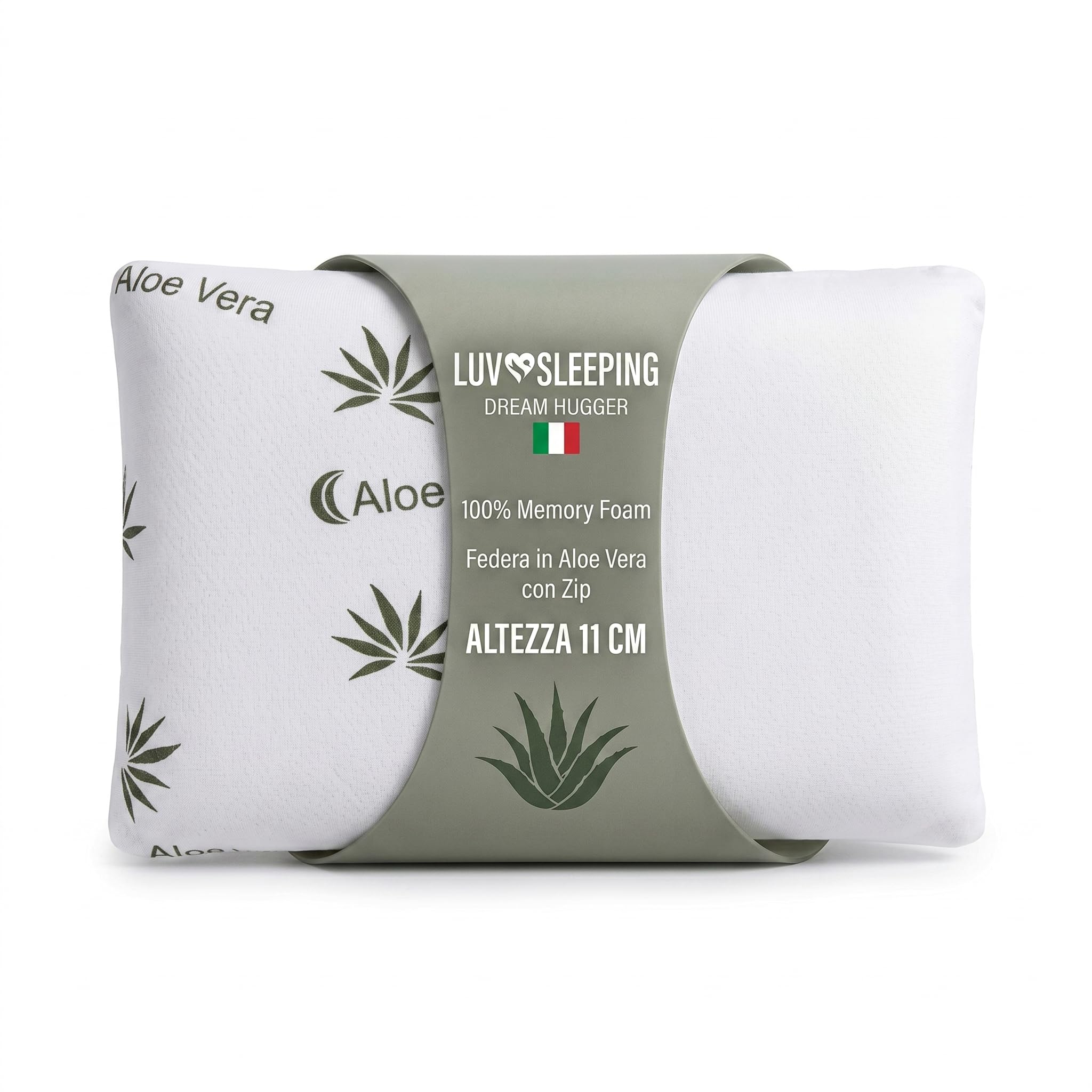 Cuscino Memory Foam Cervicale 72x42x11 cm - Cuscino per Dormire Fresco a Saponetta Anallergico con Federa in Aloe Vera - Guanciale Letto Ortopedico Made in Italy Certificato Oeko-Tex