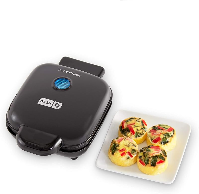 Dash Deluxe Egg Bite Maker - Máquina eléctrica para morder huevos para refrigerios proteicos saludables - Limpieza rápida, diseño que ahorra espacio y pies antideslizantes - 4 porciones, negro