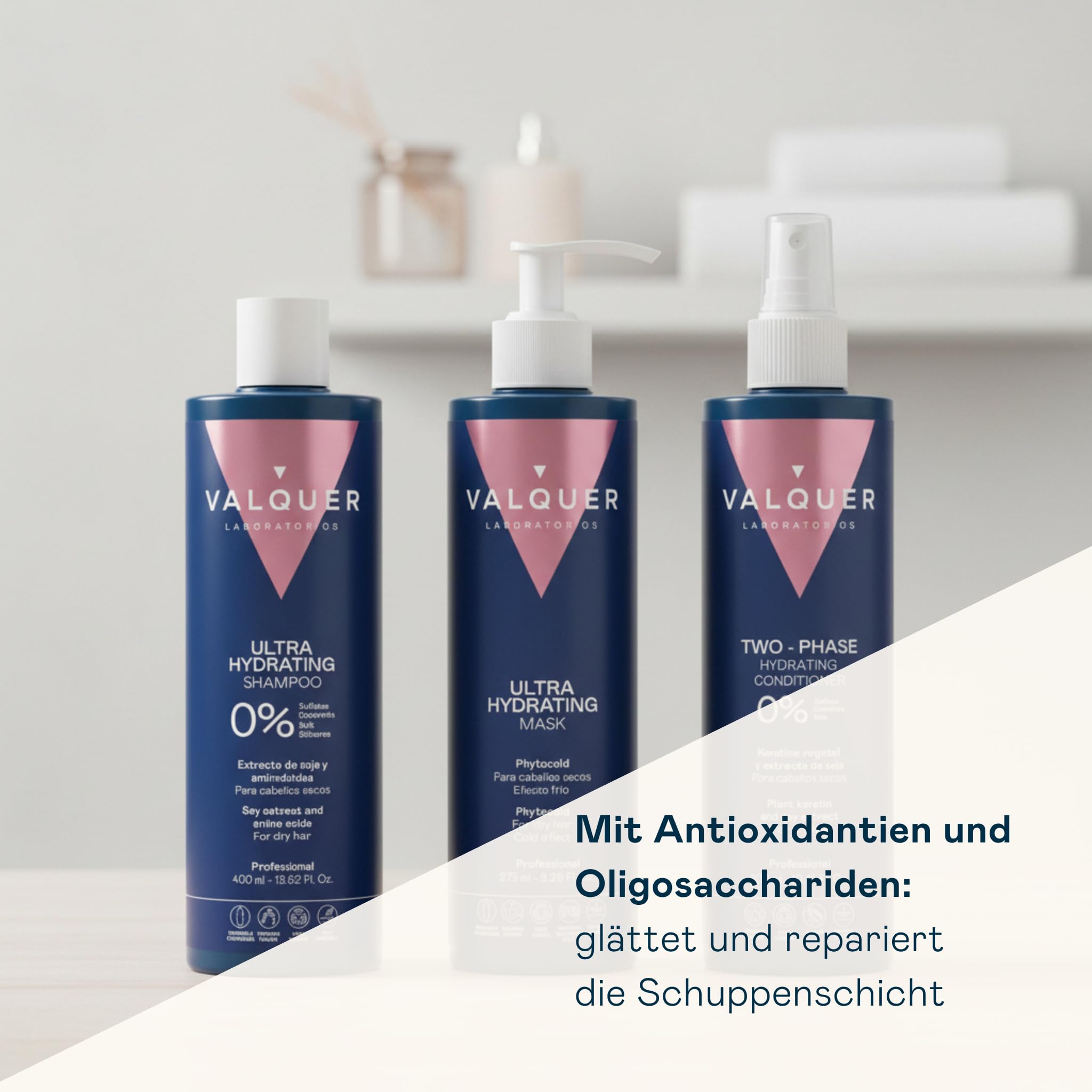 Valquer Feuchtigkeitsspendend Pack | Shampoo, Haarmaske und Conditioner