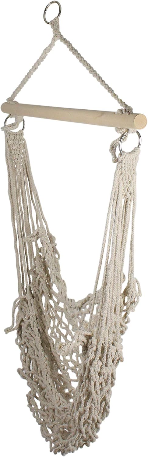 Northlight 32816644 White 39" x 43" Cotton Netting Hammock Chair with Wooden Bar