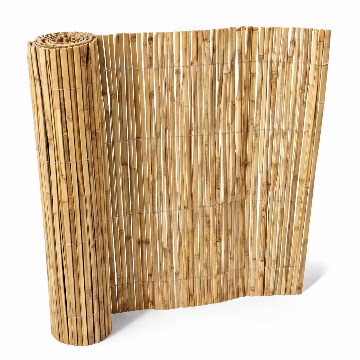 Bamboo Slat Fence Roll 4m Length – Natural Garden Screening & Privacy Fence Panel – Outdoor Bamboo Privacy Screen for Garden, Balcony & Patio – Available in 1m, 1.2m, 1.5m, 1.8m & 2m (1.5m x 4m)