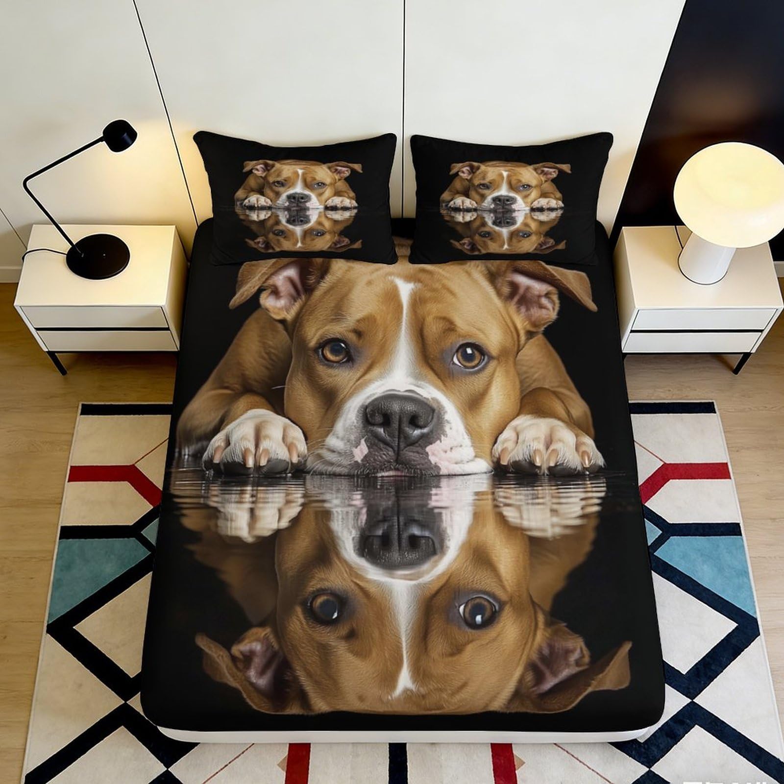 Jqzkxnhpbr Style-10 3D Printed Brown Dog Reflection Fitted Sheet Microfiber Soft Bed Cover For Bedroom Dorm Mattress Decor 90X200x25cm
