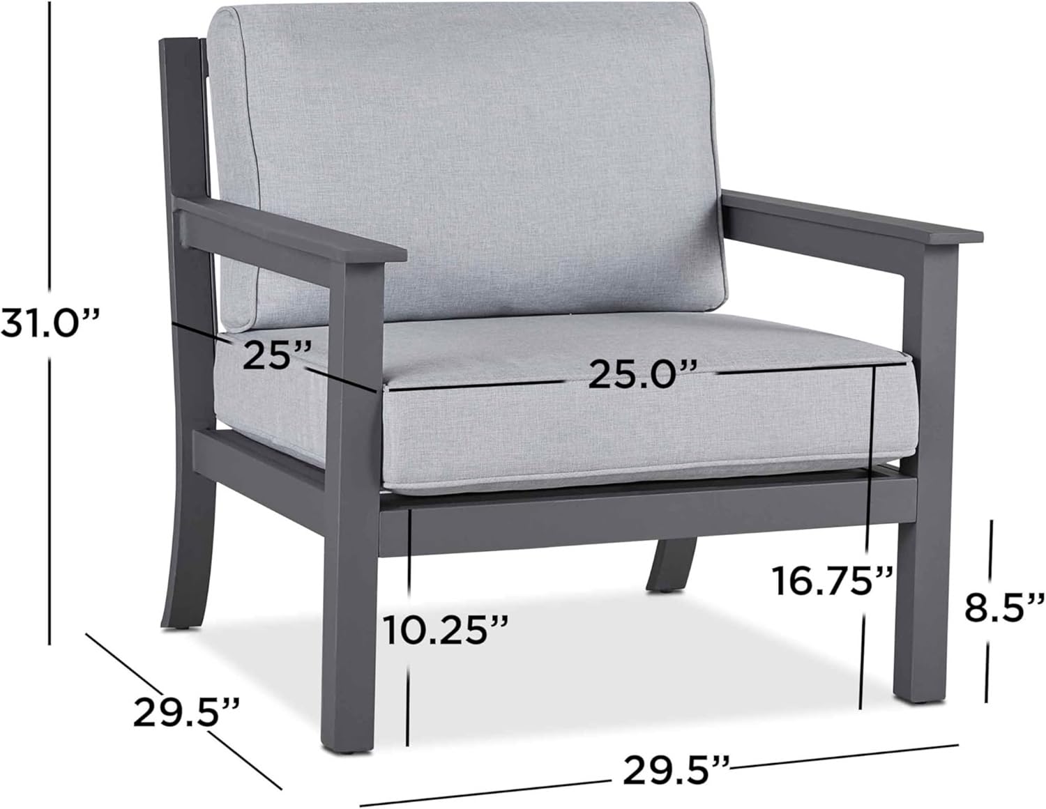 Real Flame Ortun Outdoor Seating Sofas, Light Gray