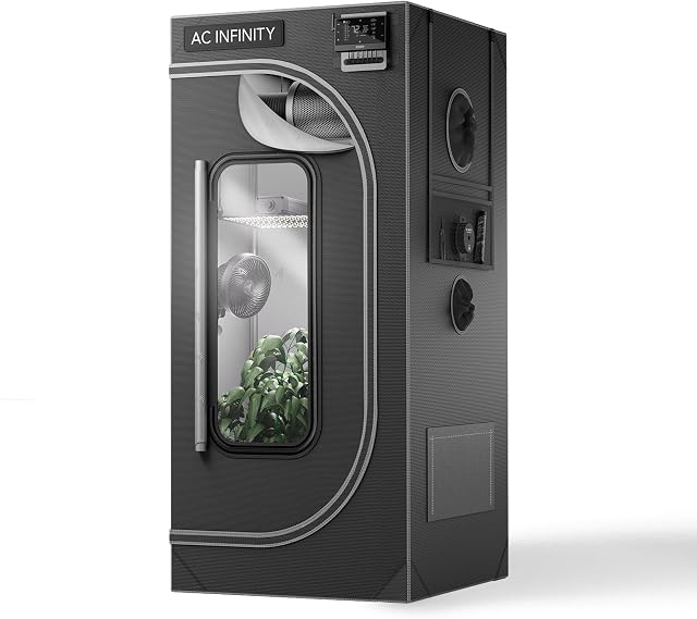 AC Infinity CLOUDLAB 722, Advance Grow Tent 2x2, Thickest 1 " Poles. | 2000D Mylar Canvas, Lab-Tested Highest Reflectivity, Largest Zipper Window, Controller Mount Plate, 24" x 24" x 72" Grow Tent