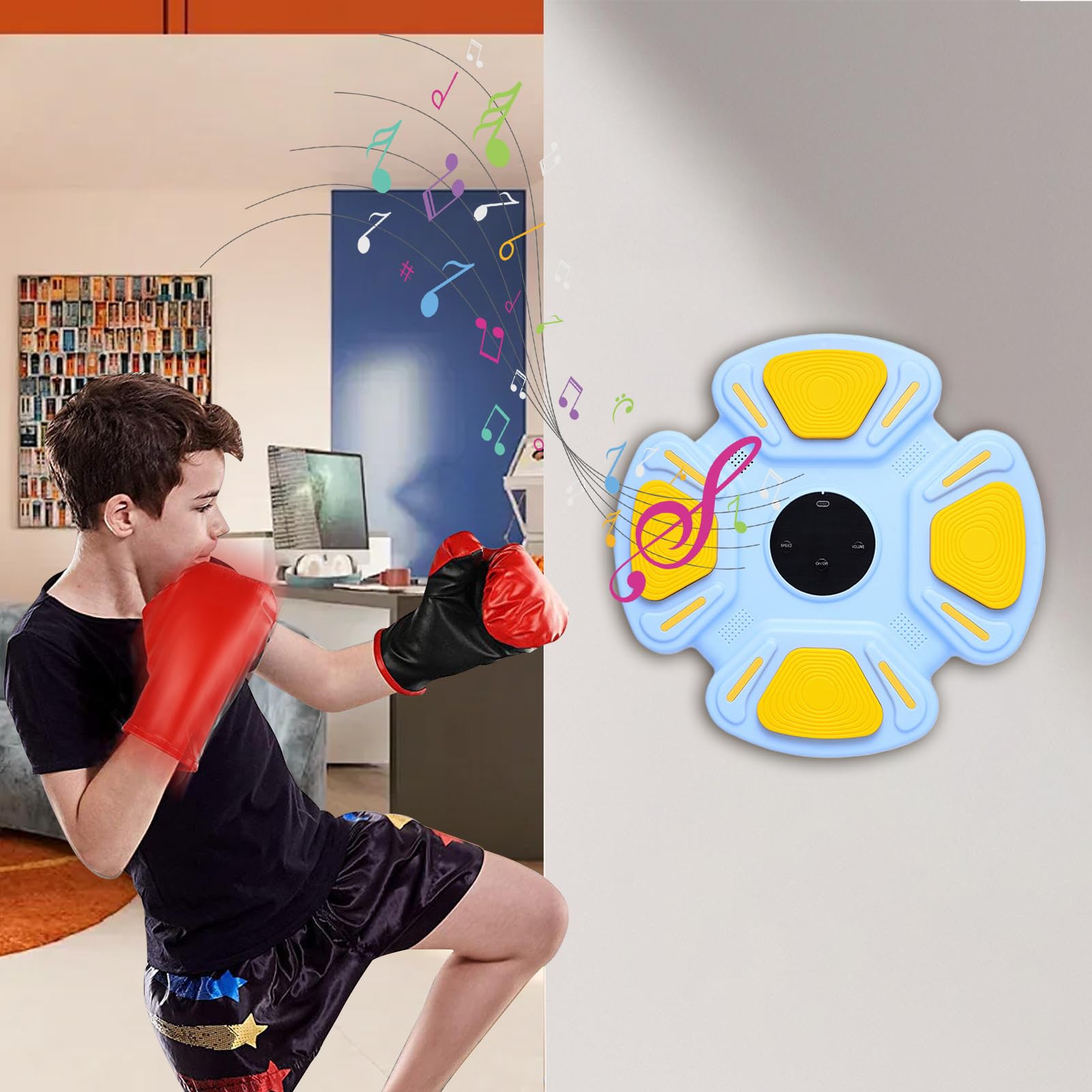 Inteligentna maszyna do boksu muzycznego, trening ścienny ze światłem, boks, muzyka, maszyna treningowa, dla dzieci, dorosłych, ćwiczenia domowe, biuro, siłownia, fitness, reakcja